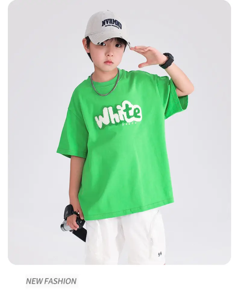 Boys Green White Tee 2026 Cotton Summer — feature 10