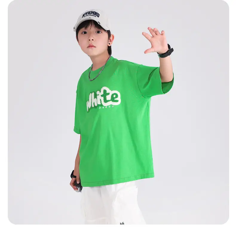 Boys Green White Tee 2026 Cotton Summer — feature 11