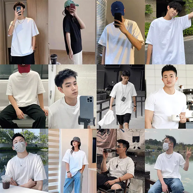 500g Pure Cotton Heavyweight Short-Sleeved 100% Cotton Men's and Women's Same Style T-Shirt Loose Round Neck Versatile Simple Bottoming Shirt — feature 5