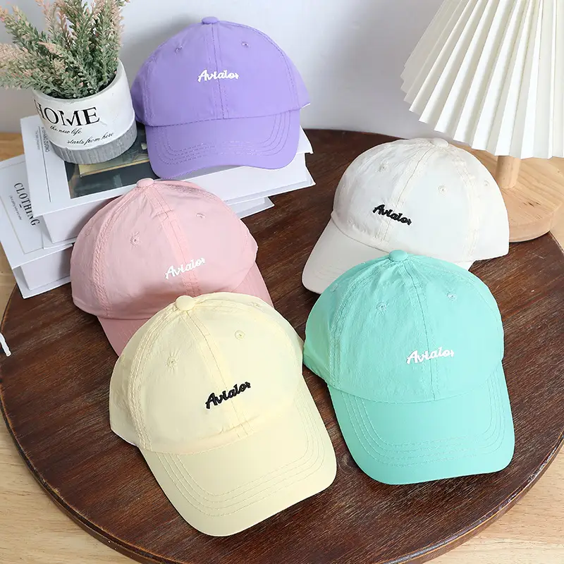 Children's Pink Cotton Aviator Cap with Embroidery