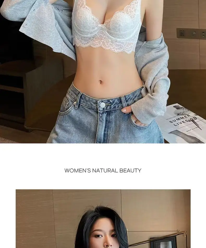 French Style Lace Bra Large Chest Anti-Sagging Plus Size — feature 23