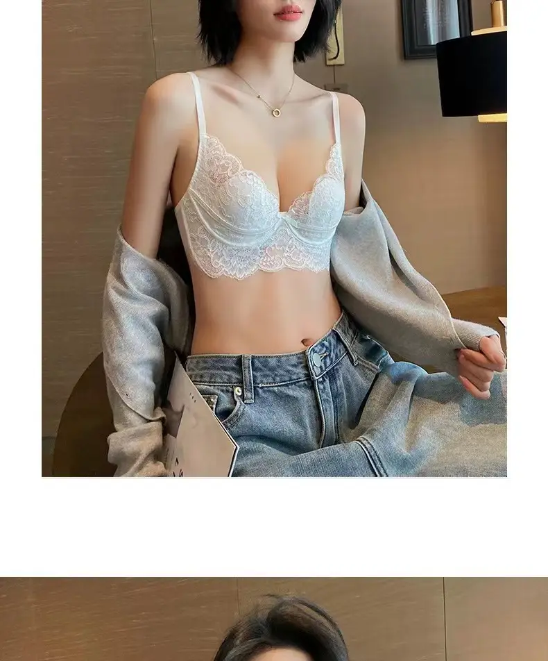 French Style Lace Bra Large Chest Anti-Sagging Plus Size — feature 24