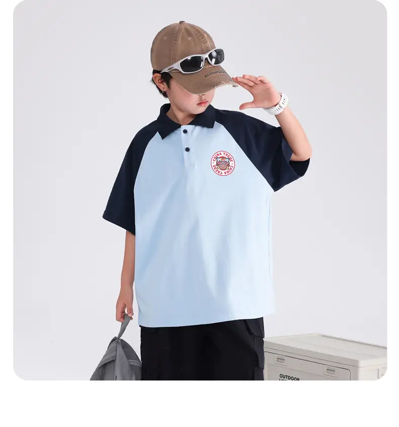 Boys' Blue Nezha Polo Shirt Pure Cotton 2026 — feature 11