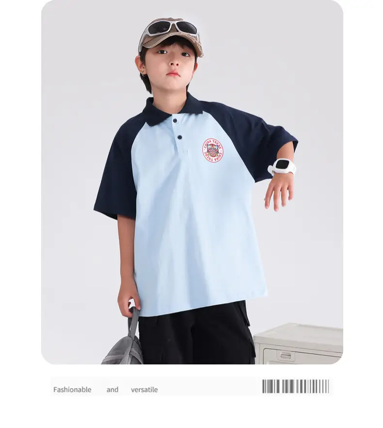 Boys' Blue Nezha Polo Shirt Pure Cotton 2026 — feature 9