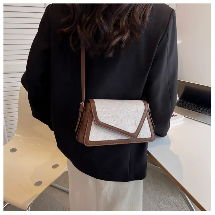 Trendy Stone Pattern Shoulder Bag with Contrasting Stitching — feature 15