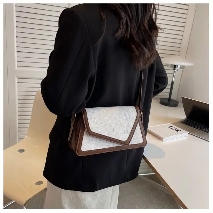 Trendy Stone Pattern Shoulder Bag with Contrasting Stitching — feature 16