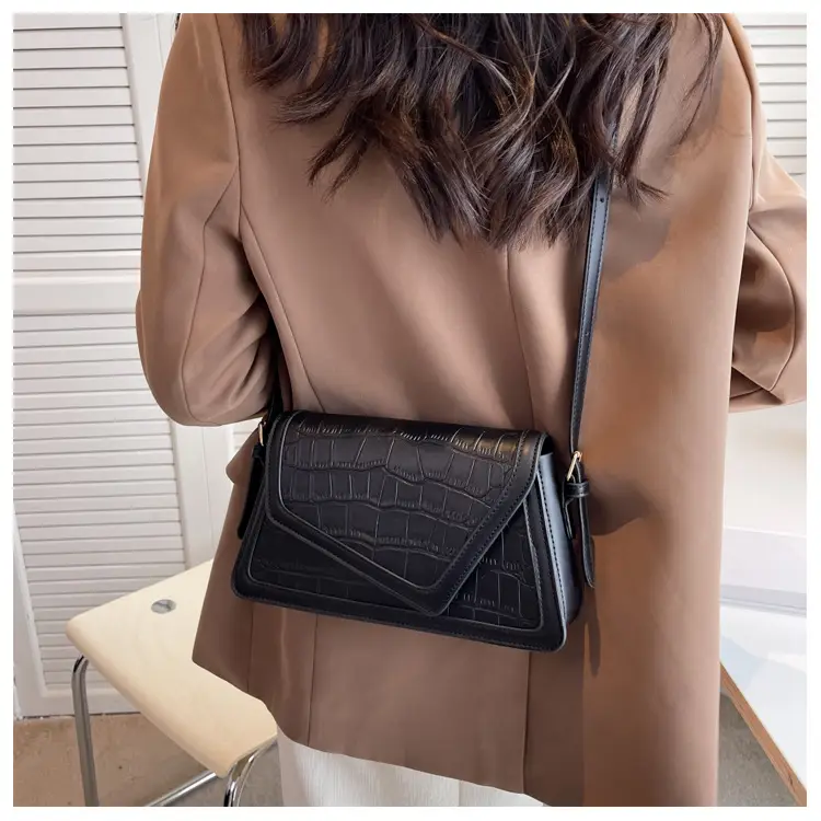 Trendy Stone Pattern Shoulder Bag with Contrasting Stitching — feature 19