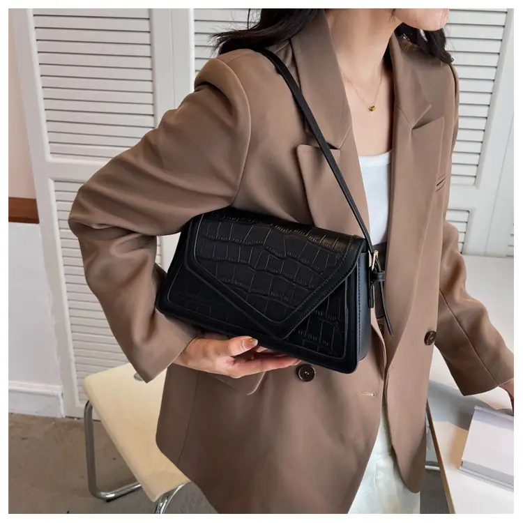 Trendy Stone Pattern Shoulder Bag with Contrasting Stitching — feature 20