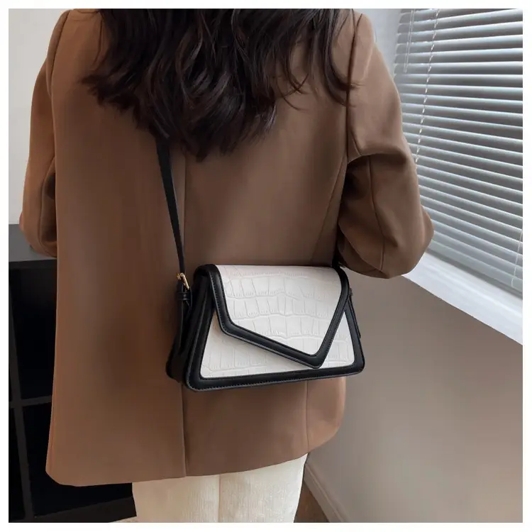 Trendy Stone Pattern Shoulder Bag with Contrasting Stitching — feature 21