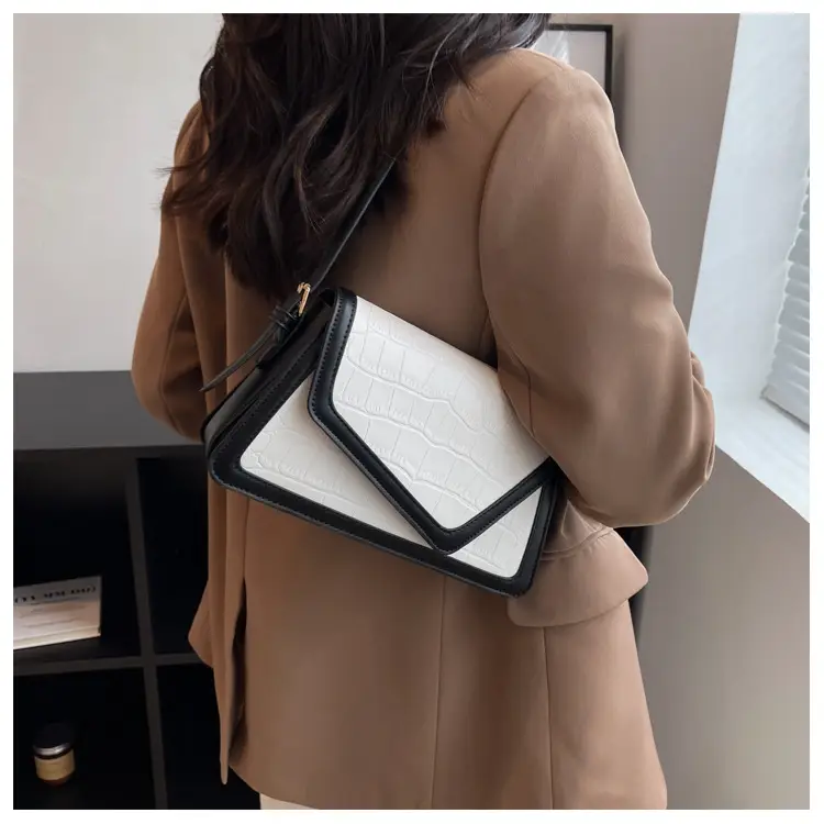 Trendy Stone Pattern Shoulder Bag with Contrasting Stitching — feature 22