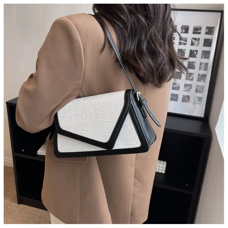 Trendy Stone Pattern Shoulder Bag with Contrasting Stitching — feature 23