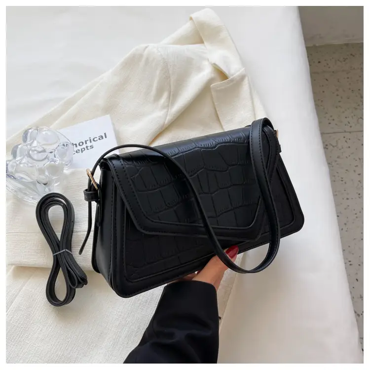 Trendy Stone Pattern Shoulder Bag with Contrasting Stitching — feature 28