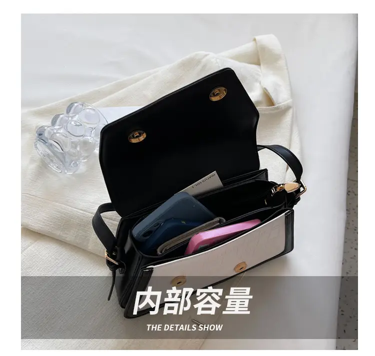 Trendy Stone Pattern Shoulder Bag with Contrasting Stitching — feature 8