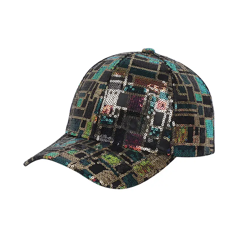 New Fashion Sequin Women's Sun Hat Black Visor - Image 8