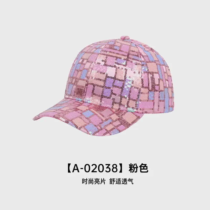 New Fashion Sequin Women's Sun Hat Black Visor - Image 2