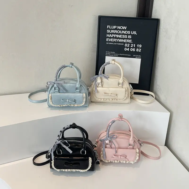 Women's Textured Square Shoulder Bag Grey 2025