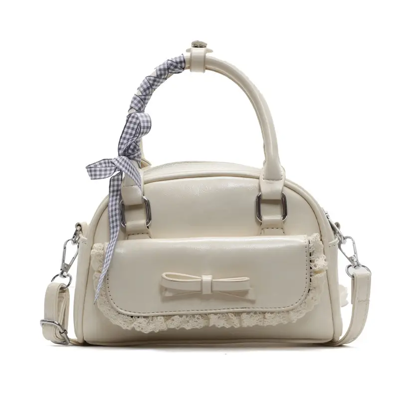 Women's Textured Square Shoulder Bag Grey 2025