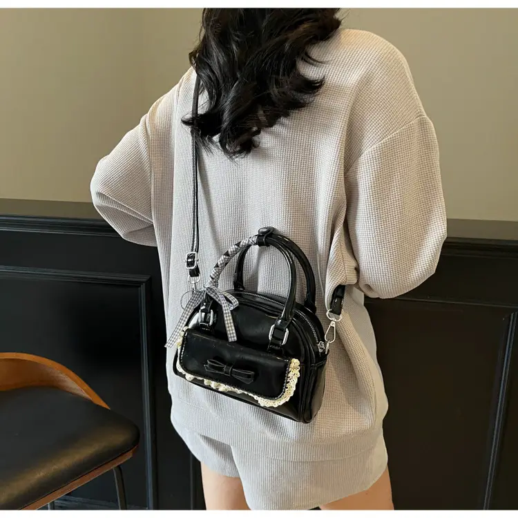 Women's Textured Square Shoulder Bag Grey 2025 — feature 15