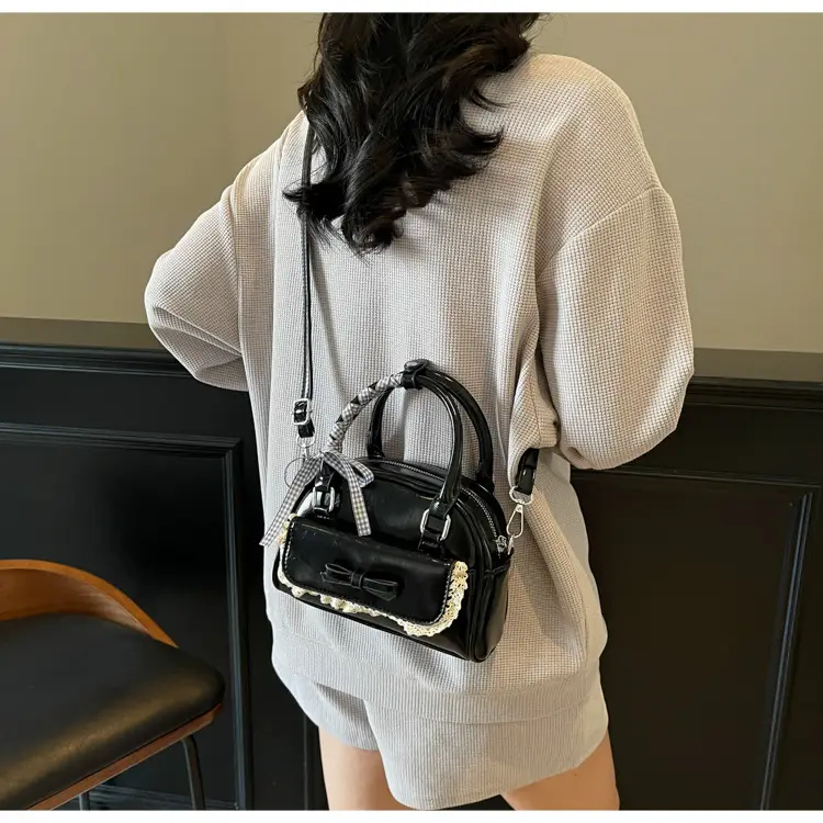 Women's Textured Square Shoulder Bag Grey 2025 — feature 16