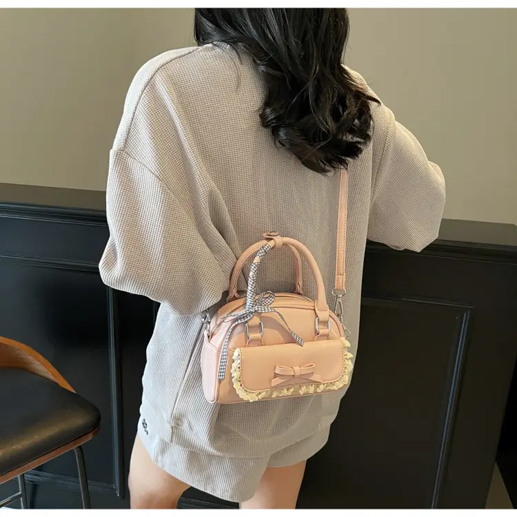 Women's Textured Square Shoulder Bag Grey 2025 — feature 19