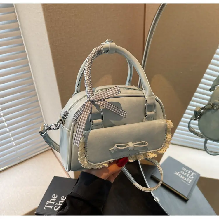 Women's Textured Square Shoulder Bag Grey 2025 — feature 20