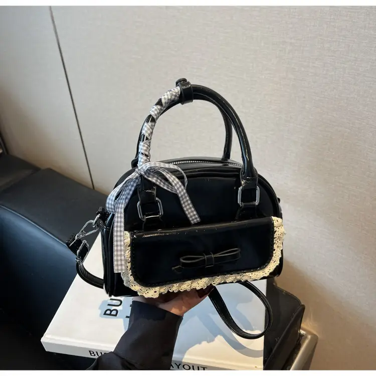 Women's Textured Square Shoulder Bag Grey 2025 — feature 21