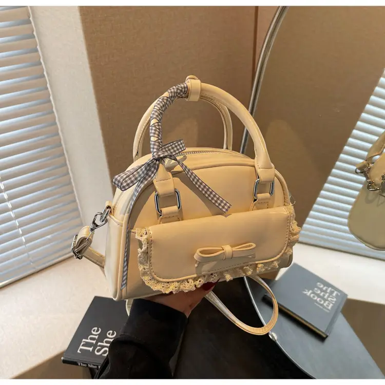 Women's Textured Square Shoulder Bag Grey 2025 — feature 23