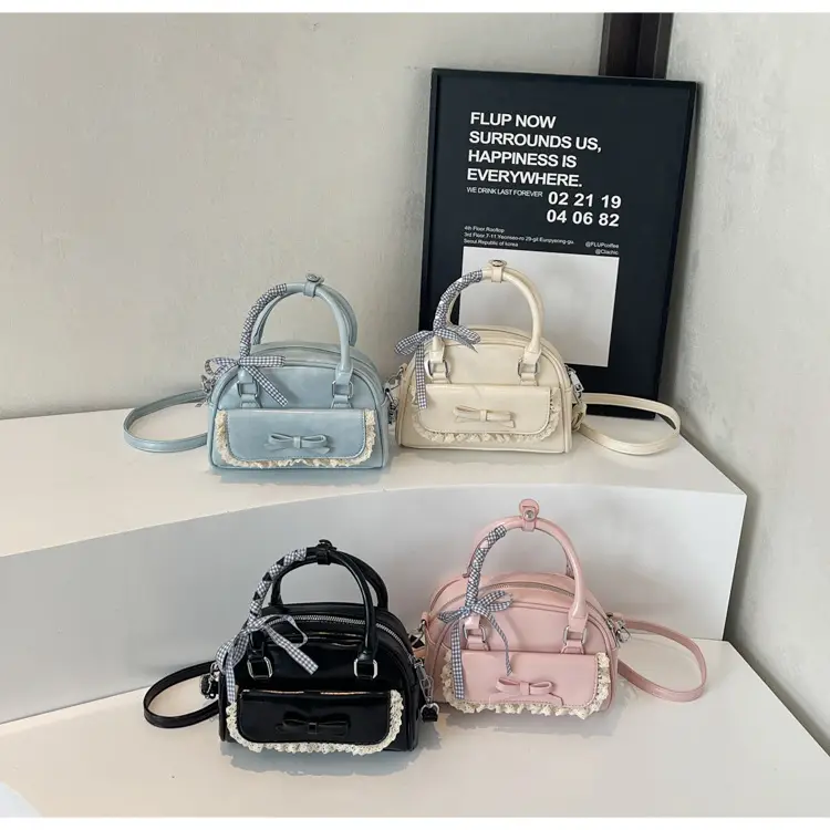 Women's Textured Square Shoulder Bag Grey 2025 — feature 24