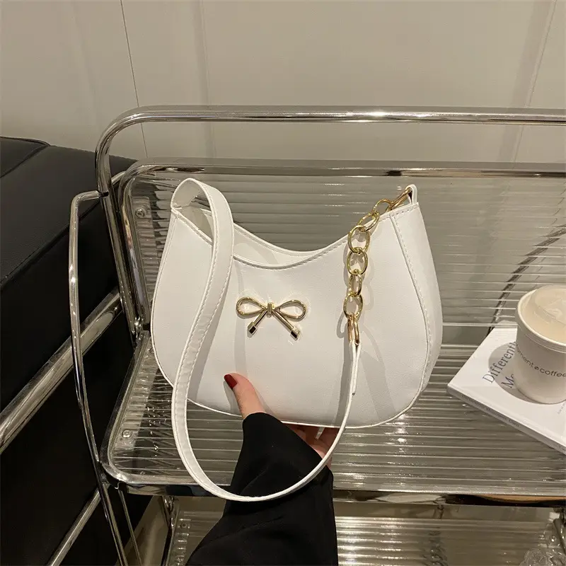 White Bow Decor Shoulder Bag for Women - Image 5