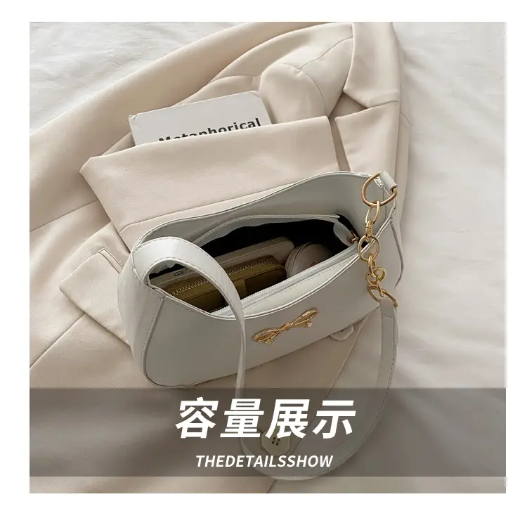 White Bow Decor Shoulder Bag for Women — feature 5