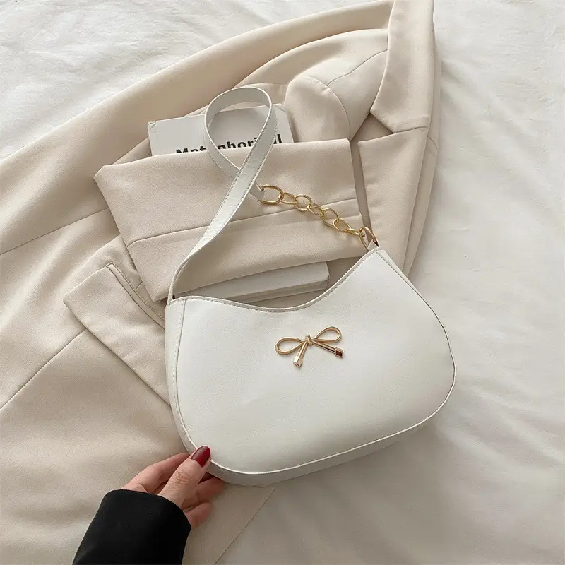 White Bow Decor Shoulder Bag for Women - Image 2