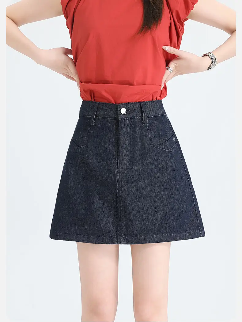 Dark Blue High Waist Denim Skirt for Women — feature 10