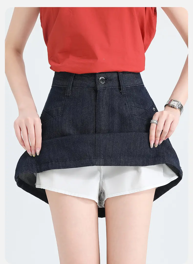 Dark Blue High Waist Denim Skirt for Women — feature 11