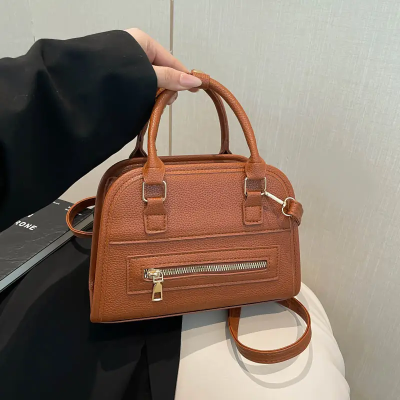 Korean Style Cross-Country Shoulder Bag Brown Large Capacity