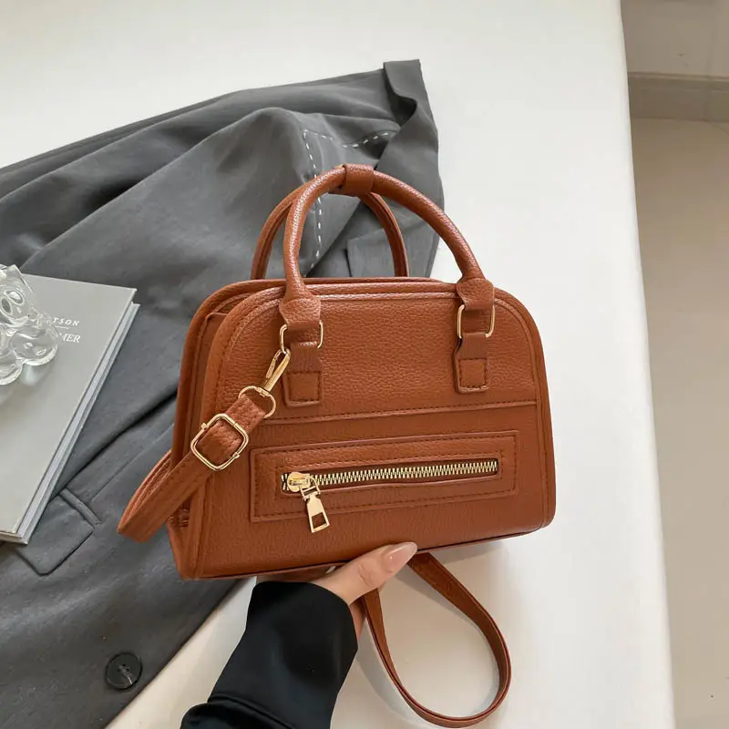 Korean Style Cross-Country Shoulder Bag Brown Large Capacity