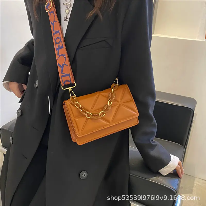 Women's Chain Strap Square Bag Black Orange Pink White — feature 16