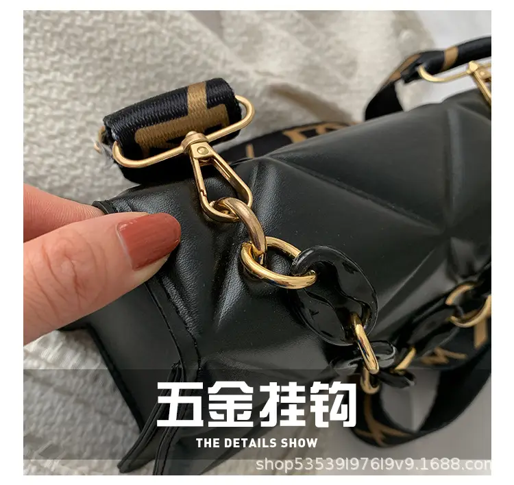Women's Chain Strap Square Bag Black Orange Pink White — feature 4