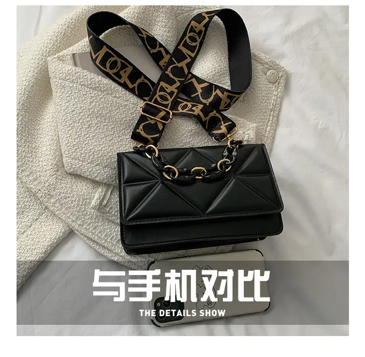 Women's Chain Strap Square Bag Black Orange Pink White — feature 6