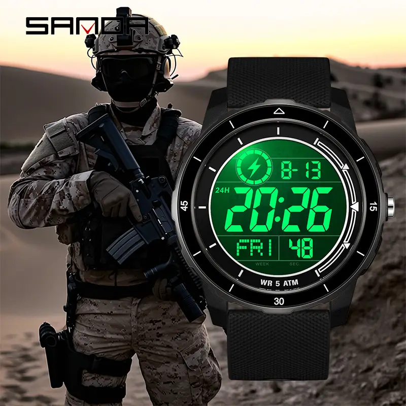 Sanda Digital Stopwatch Watch Orange Strap Waterproof Sports Wear - Image 8