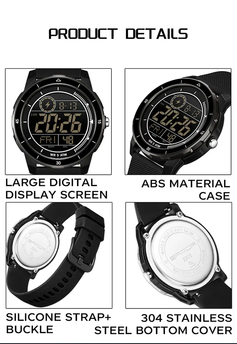 Sanda Digital Stopwatch Watch Orange Strap Waterproof Sports Wear — feature 36