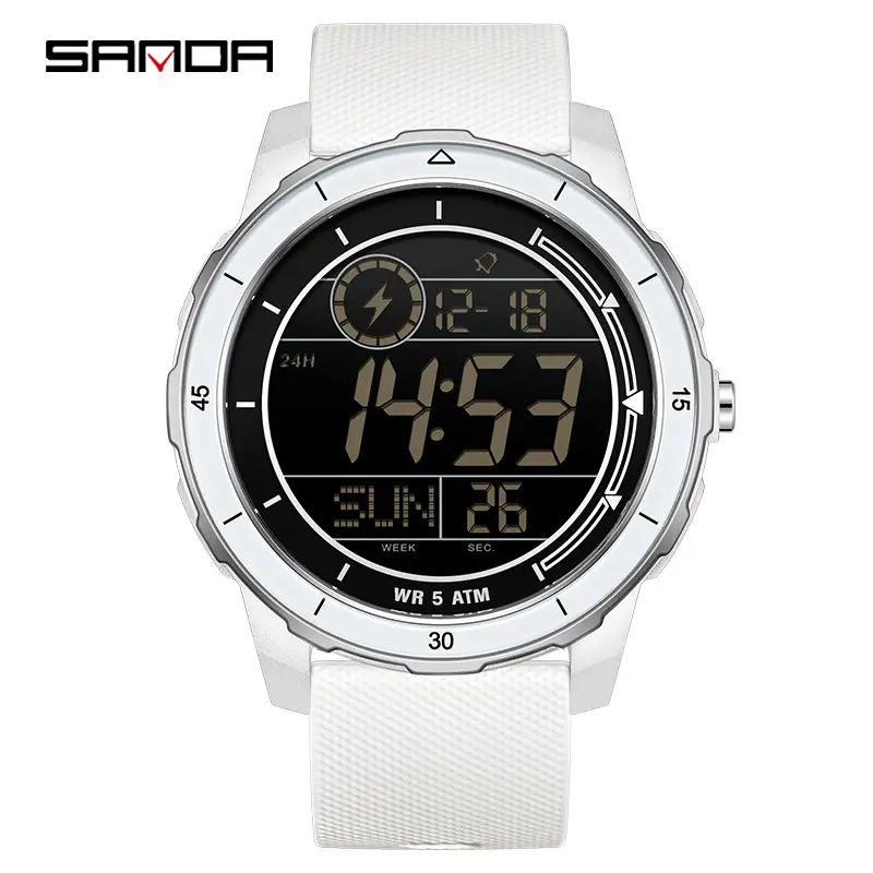 Sanda Digital Stopwatch Watch Orange Strap Waterproof Sports Wear - Image 7