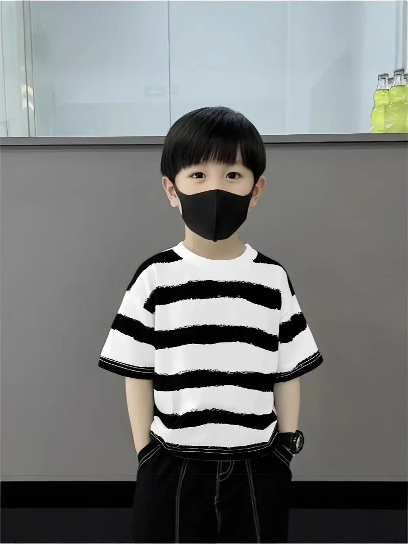 Boy's Green Striped Cotton T-Shirt Summer Wear 2025 - Image 8