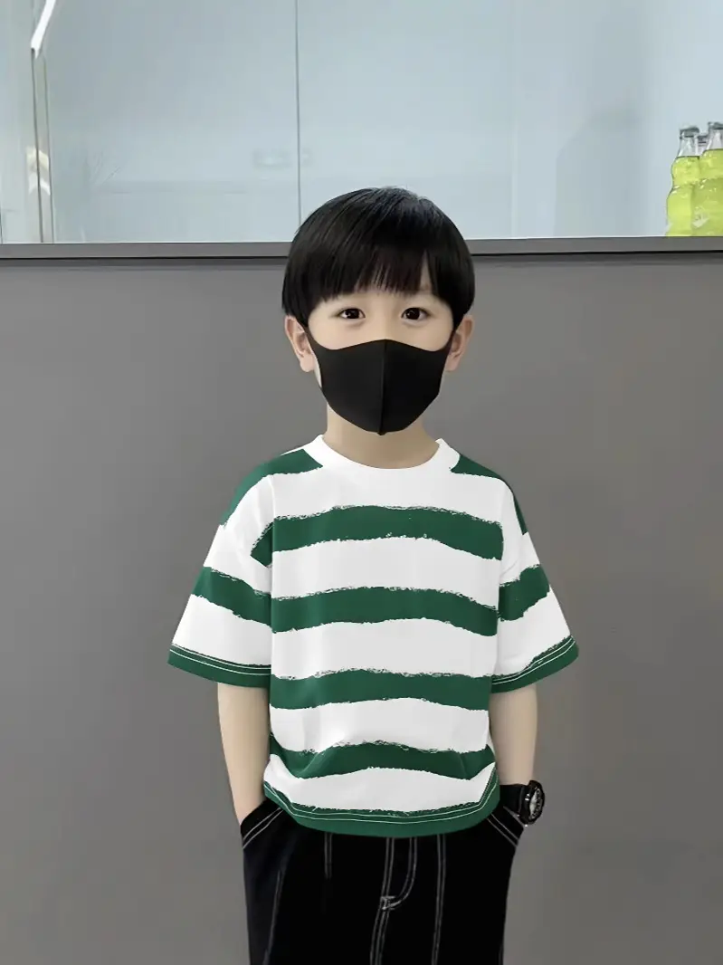 Boy's Green Striped Cotton T-Shirt Summer Wear 2025 - Image 10