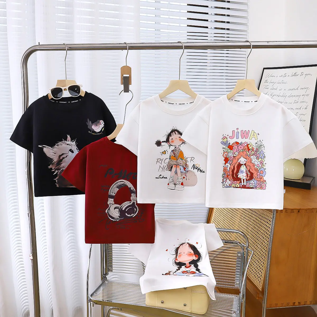 Pure Cotton Graphic T-Shirt for Kids Girls Boys Summer Wear - Image 11