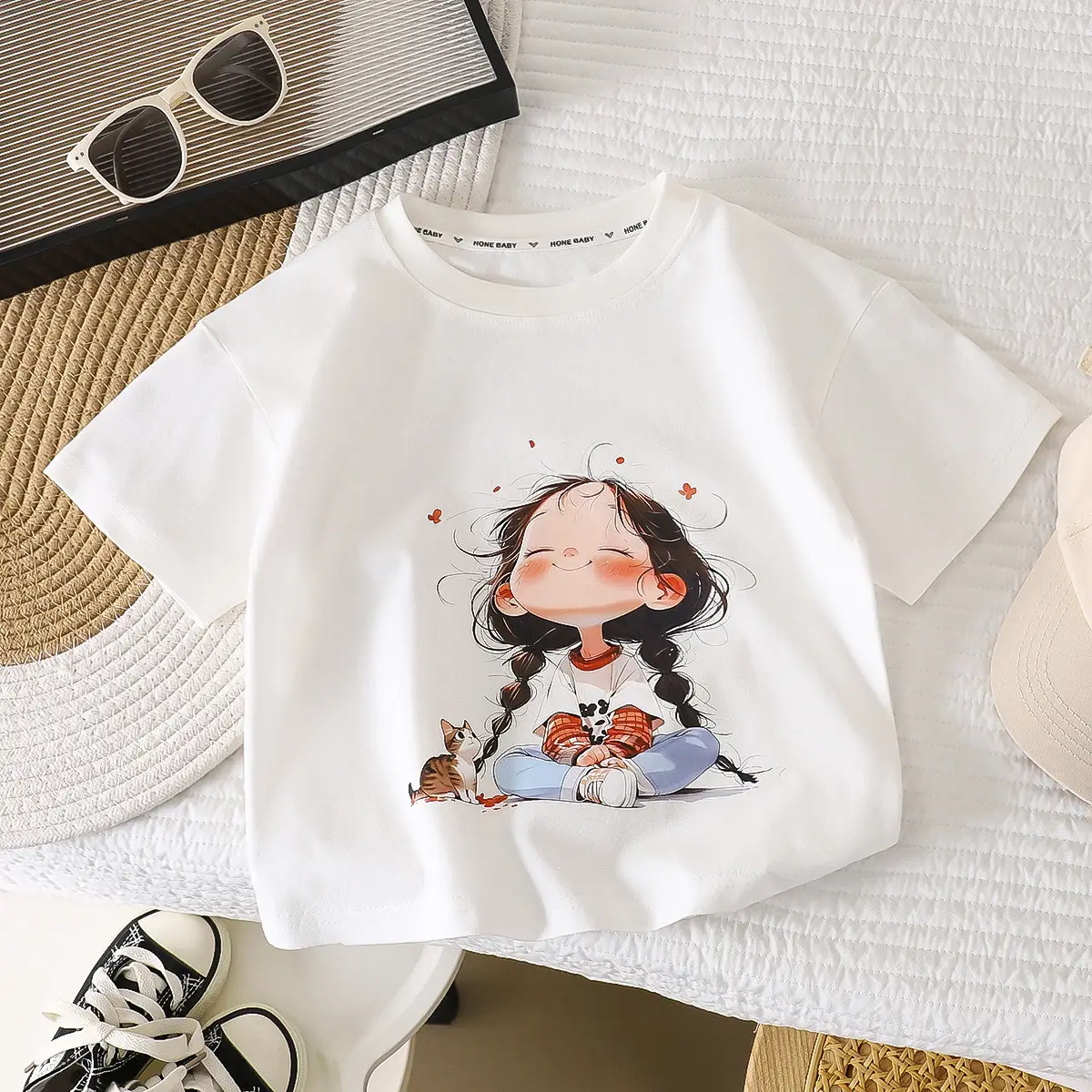 Pure Cotton Graphic T-Shirt for Kids Girls Boys Summer Wear - Image 13