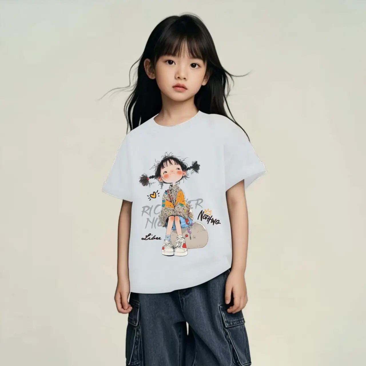 Pure Cotton Graphic T-Shirt for Kids Girls Boys Summer Wear - Image 2