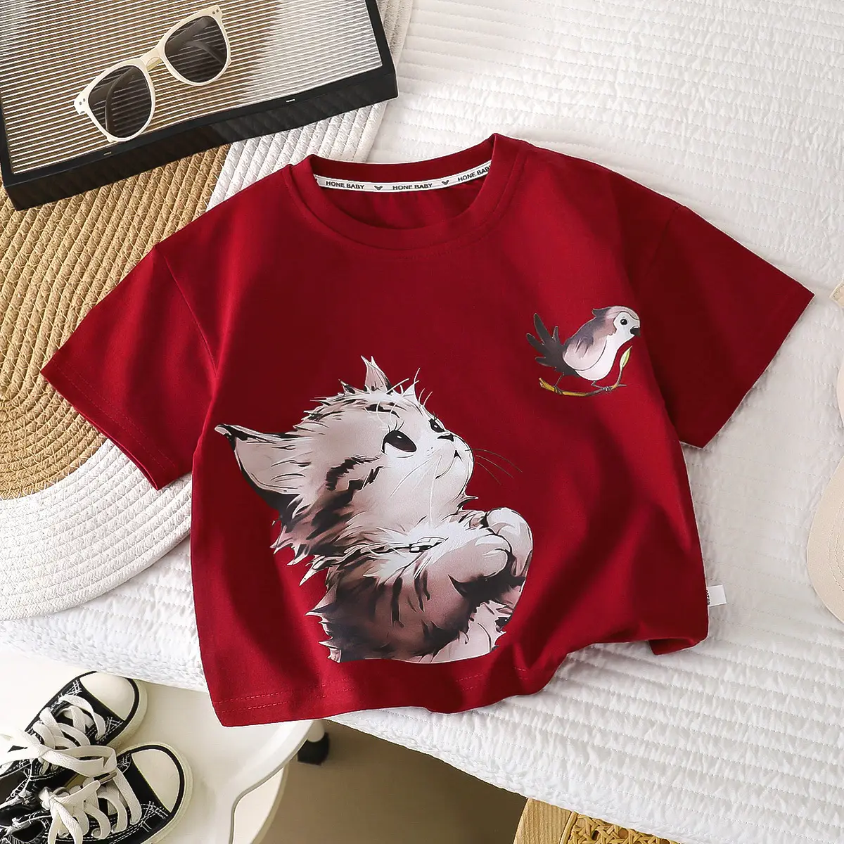 Pure Cotton Graphic T-Shirt for Kids Girls Boys Summer Wear - Image 7