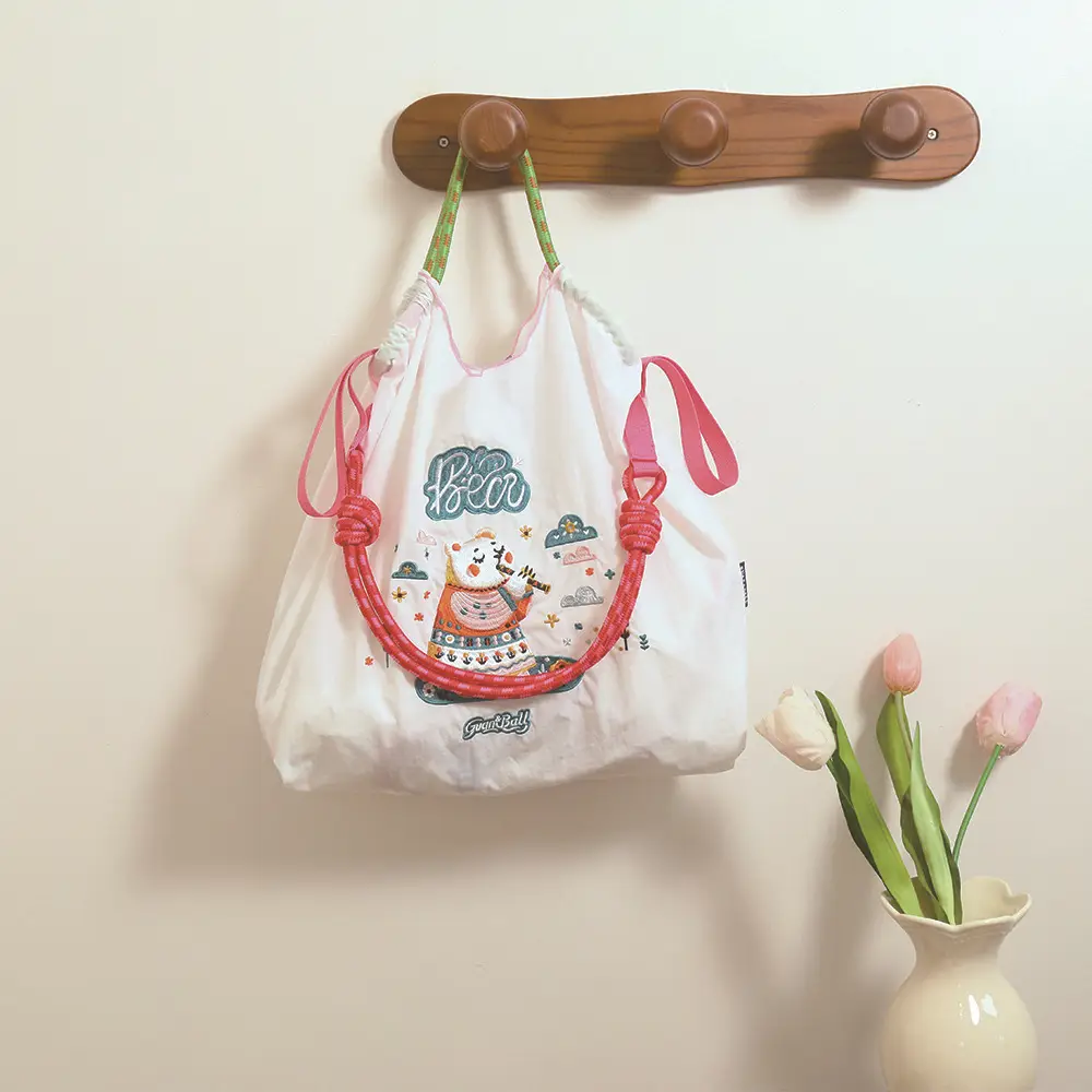Whale Embroidered Women's Canvas Shoulder Bag Large Capacity - Image 11