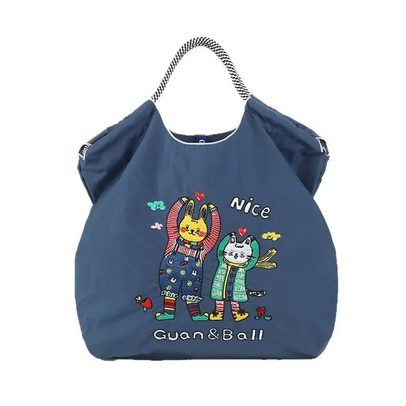 Whale Embroidered Women's Canvas Shoulder Bag Large Capacity - Image 15