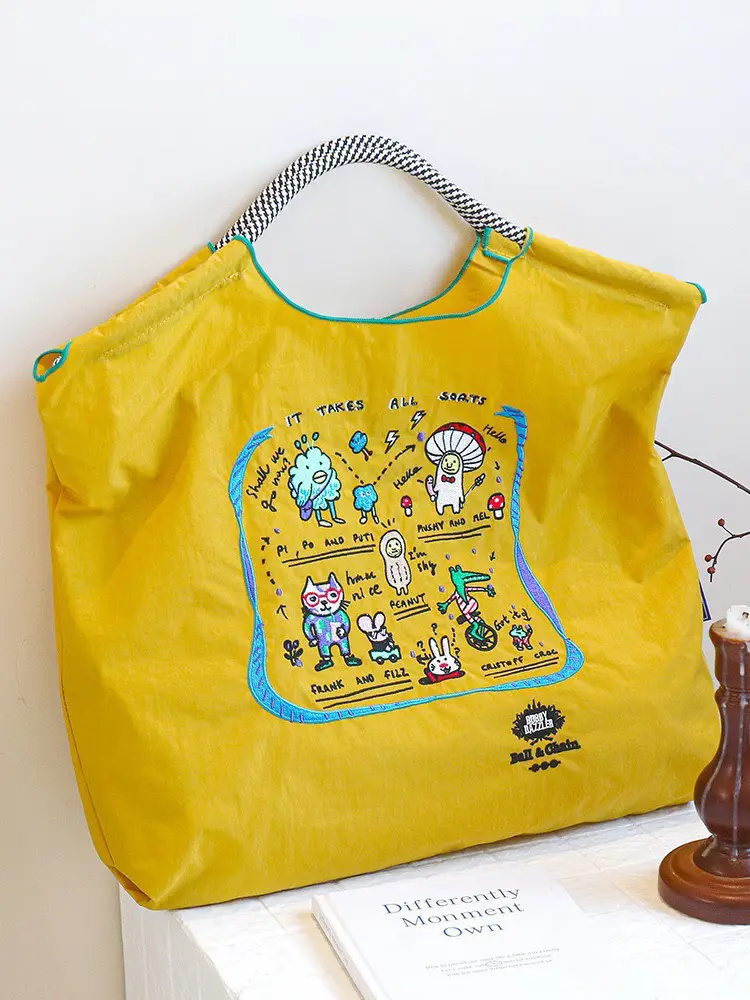 Whale Embroidered Women's Canvas Shoulder Bag Large Capacity - Image 9